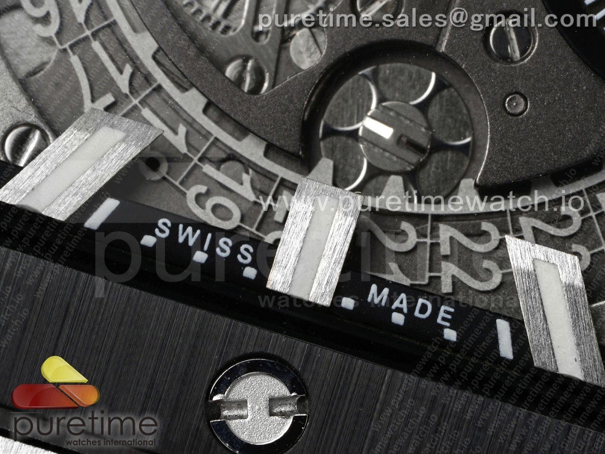 Square Bang Unico 42mm Titanium BBF Skeleton Dial Ceramic Bezel on Black Rubber Strap A1280