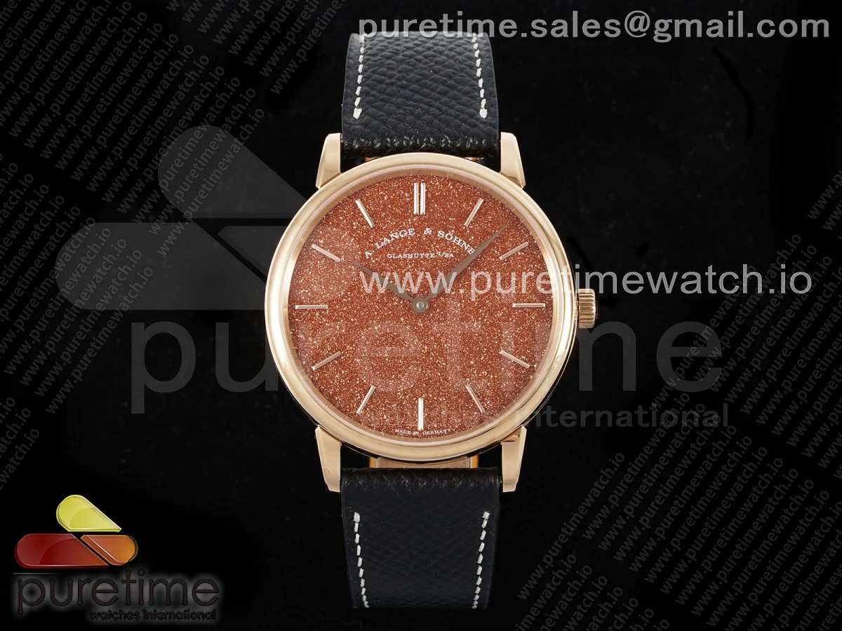 Saxonia Thin RG F8F Edition Orange Dial on Black Leather Strap A23J