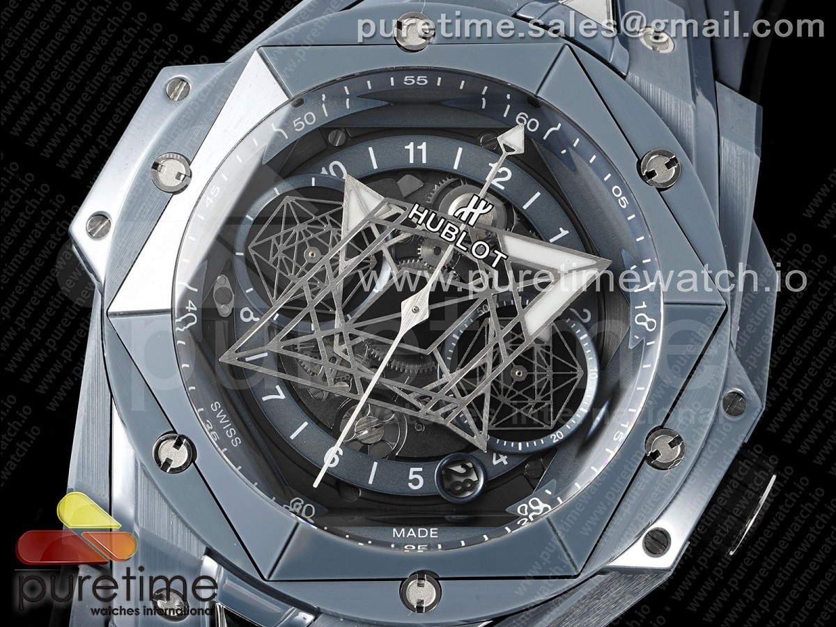Big Bang Sang Bleu II Gray Ceramic BBF on Gray Rubber Strap A1240