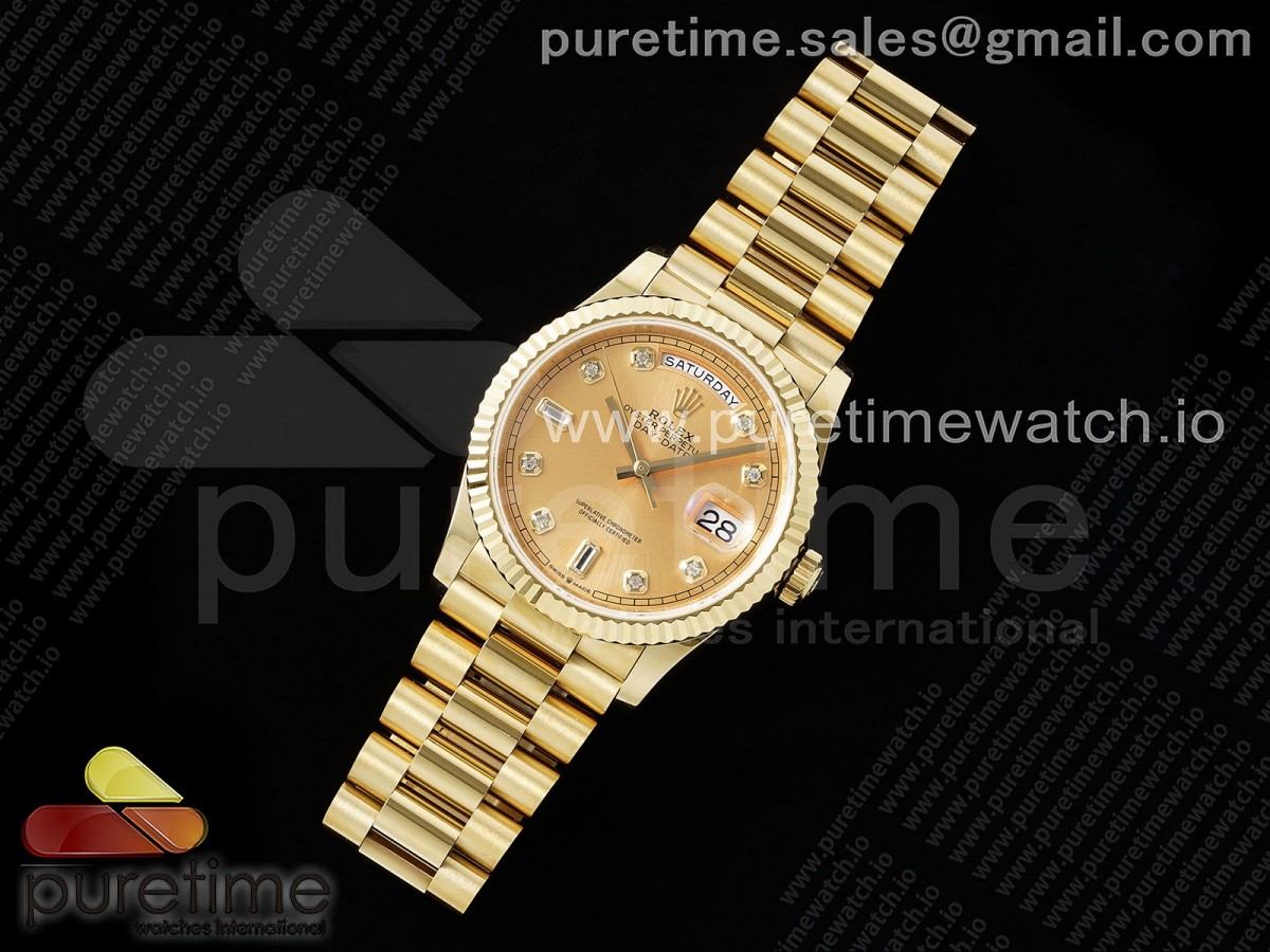 Day Date 36 YG TWSF YG Diamonds Dial on YG Bracelet A2836