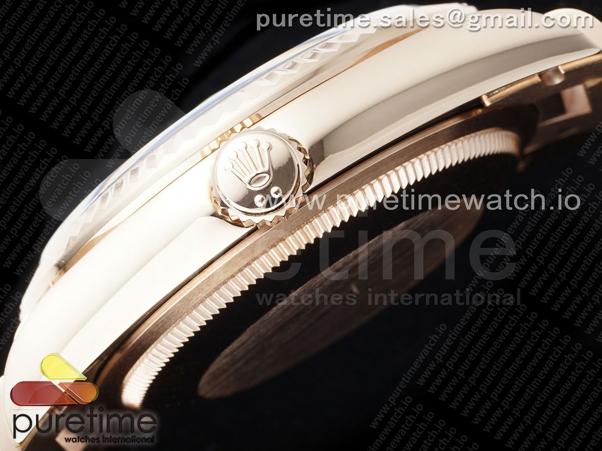 Day Date 36 RG TWSF Black Roman Diamonds Dial on RG Bracelet A2836