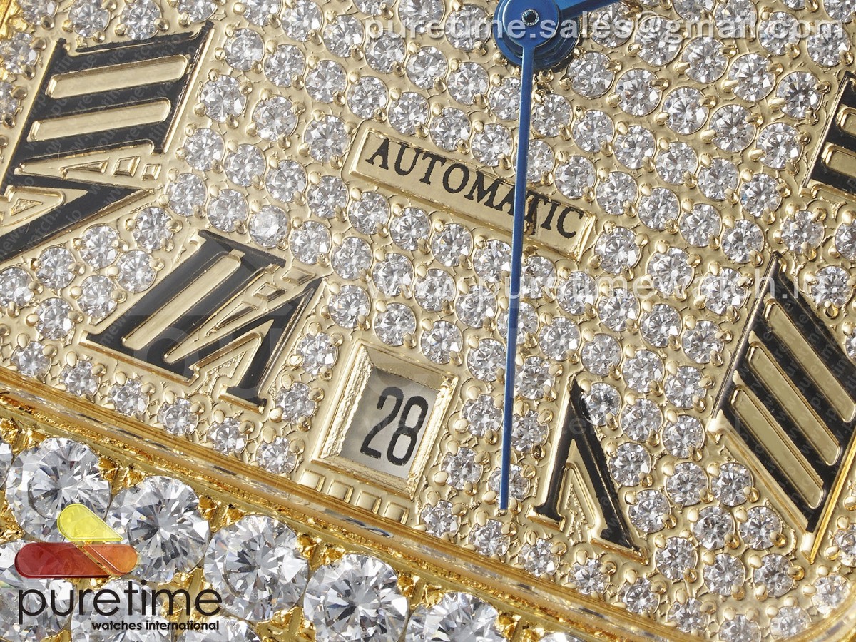 Santos 40mm Full Diamonds SS/YG TWF Diamonds YG Roman Dial on Bracelet MIYOTA 9015