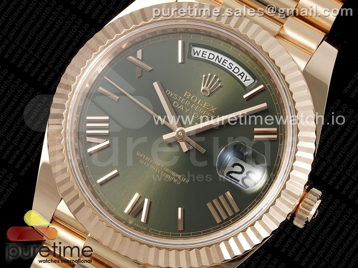 Day Date 40 RG 228235 ARF Green Roman Dial on President Bracelet VR3255 (Gain Weight)