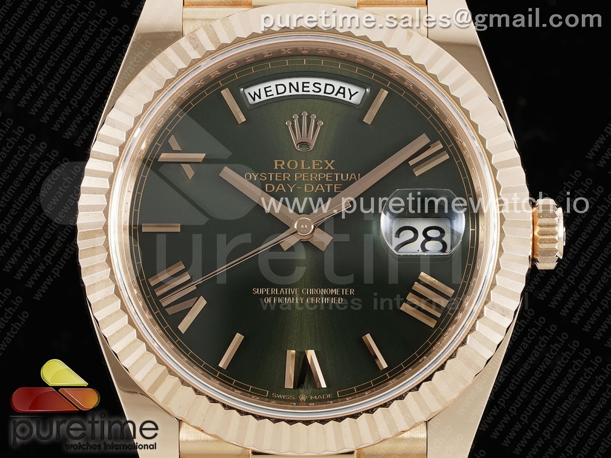 Day Date 40 RG 228235 ARF Green Roman Dial on President Bracelet VR3255 (Gain Weight)