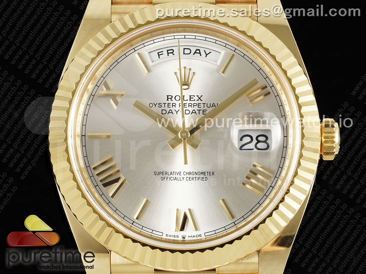 Day Date 40 YG 228238 ARF Silver Roman Dial on President Bracelet VR3255 (Gain Weight)