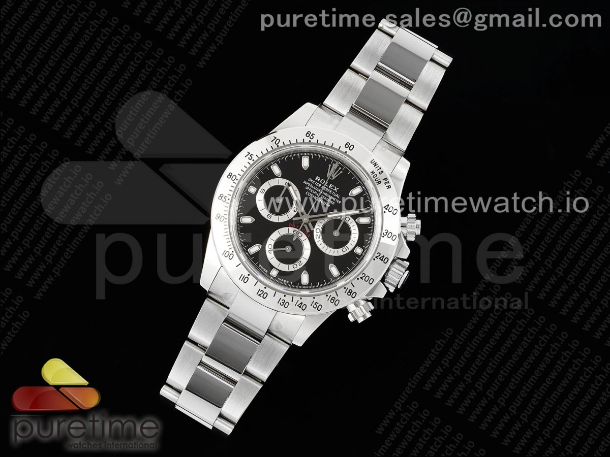Daytona 116520 KING Black Dial on SS Bracelet SH4130