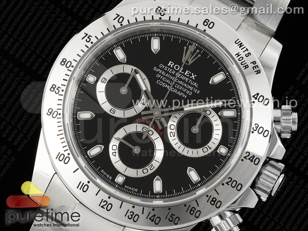 Daytona 116520 KING Black Dial on SS Bracelet SH4130