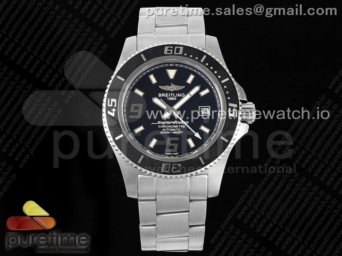 Superocean Automatic 44 EF Black/White Dial on SS Bracelet A2824