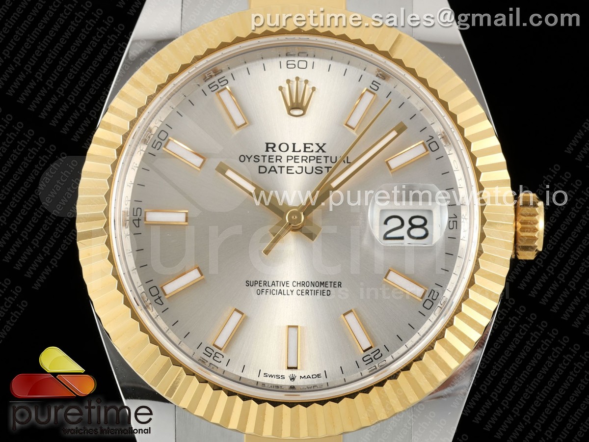 DateJust 41 126333 SS/YG ARF 904L Steel Silver Stick Dial on SS/YG Oyster Bracelet SH3235