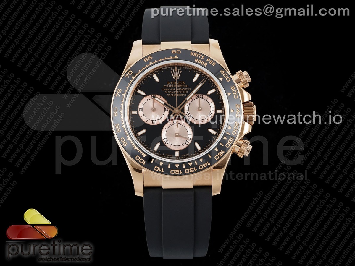Daytona 126515 QF Black/RG Dial on Oysterflex Strap SH4131 V6 (Weighted)