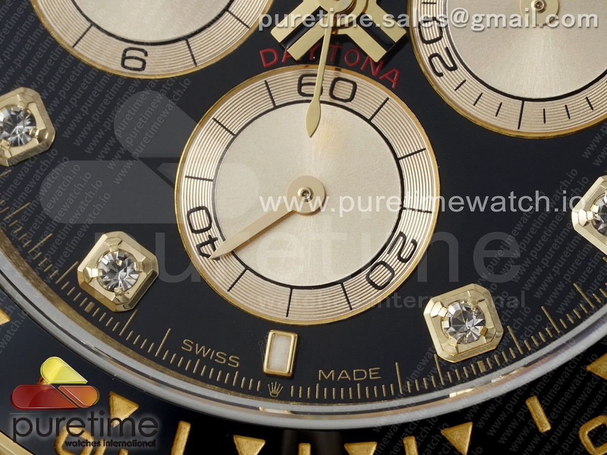 Daytona 126518 QF Black/YG Diamonds Dial on Oysterflex Strap SH4131 V6 (Weighted)