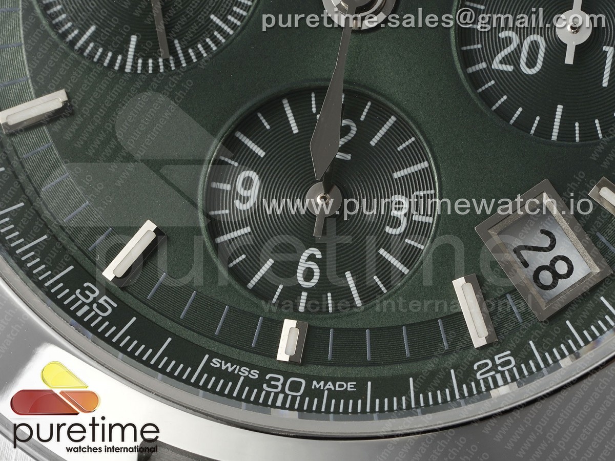 Overseas 5500V Chrono SS 8F Green Dial on SS Bracelet A5200