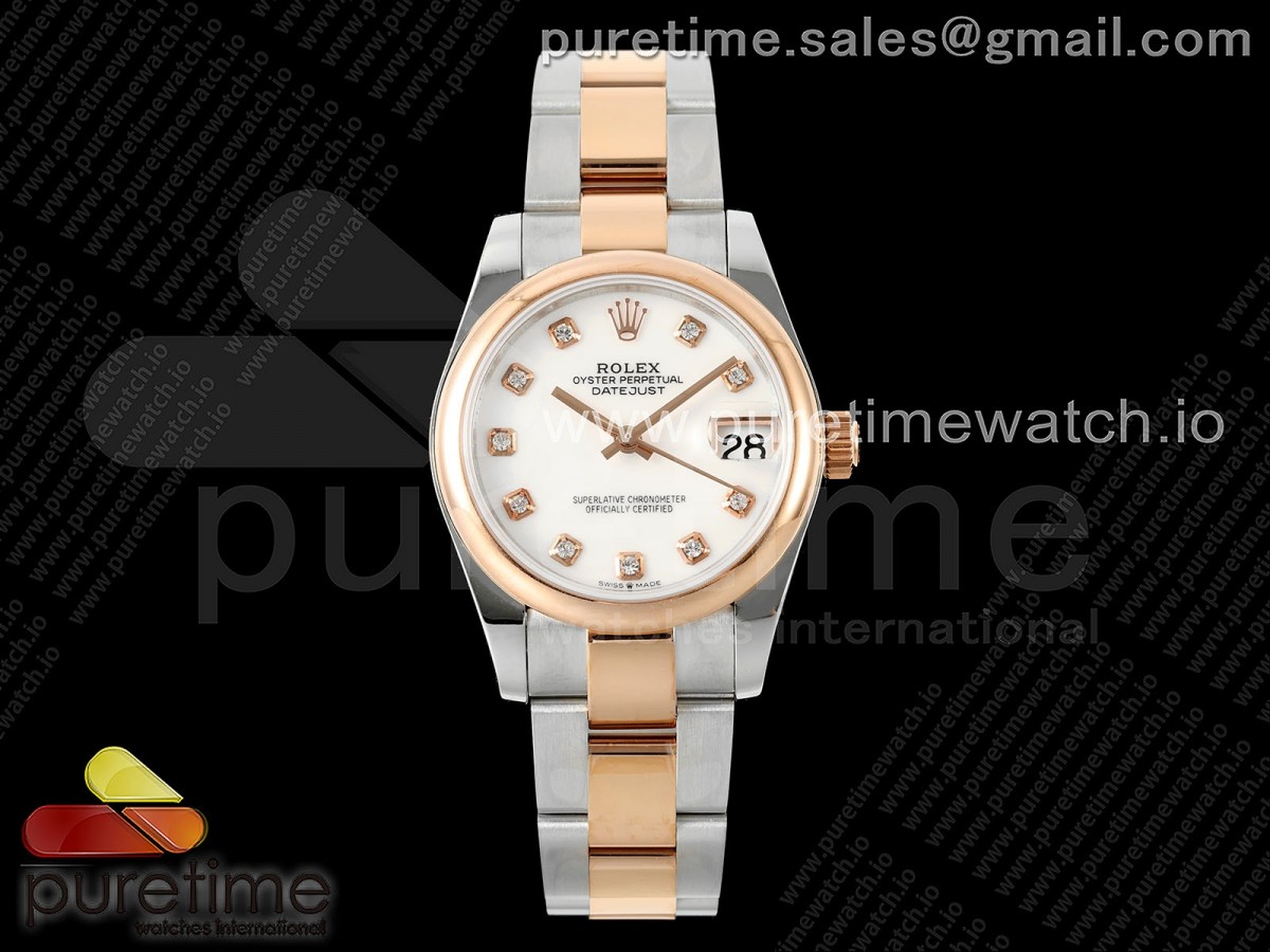DateJust 31 278241 SS/YG GMF 904L Steel White MOP Diamonds Dial on Oyster Bracelet A2824