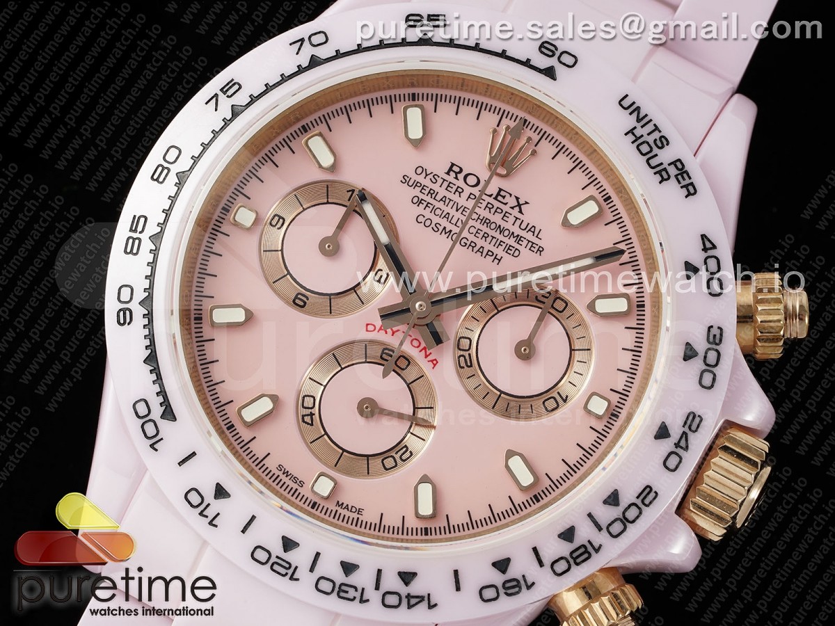 Daytona AET White Solid Pink Ceramic Case and Bracelet Pink Dial N6F DD4801
