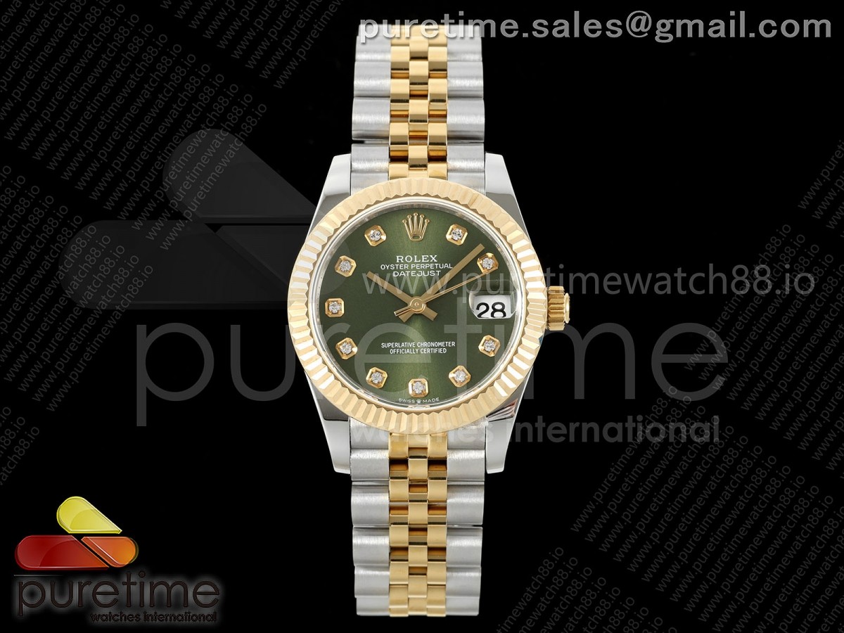 DateJust 31 278273 SS/YG GMF 904L Steel Green Diamonds Dial on Jubilee Bracelet A2824