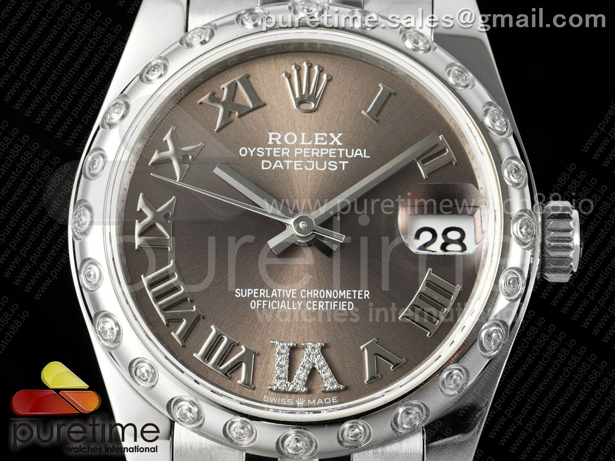 DateJust 31 278344rbr SS GMF 904L Steel Gray Roman Dial on Jubilee Bracelet A2824
