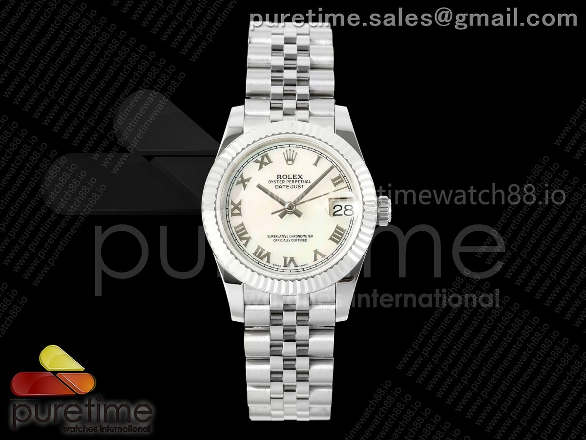 DateJust 31 278274 SS GMF 904L Steel White MOP Roman Dial on Jubilee Bracelet A2824
