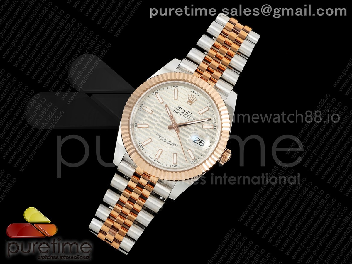 DateJust 41 126331 EWEF Silver Textured Dial on SS/RG Jubilee Bracelet A3235