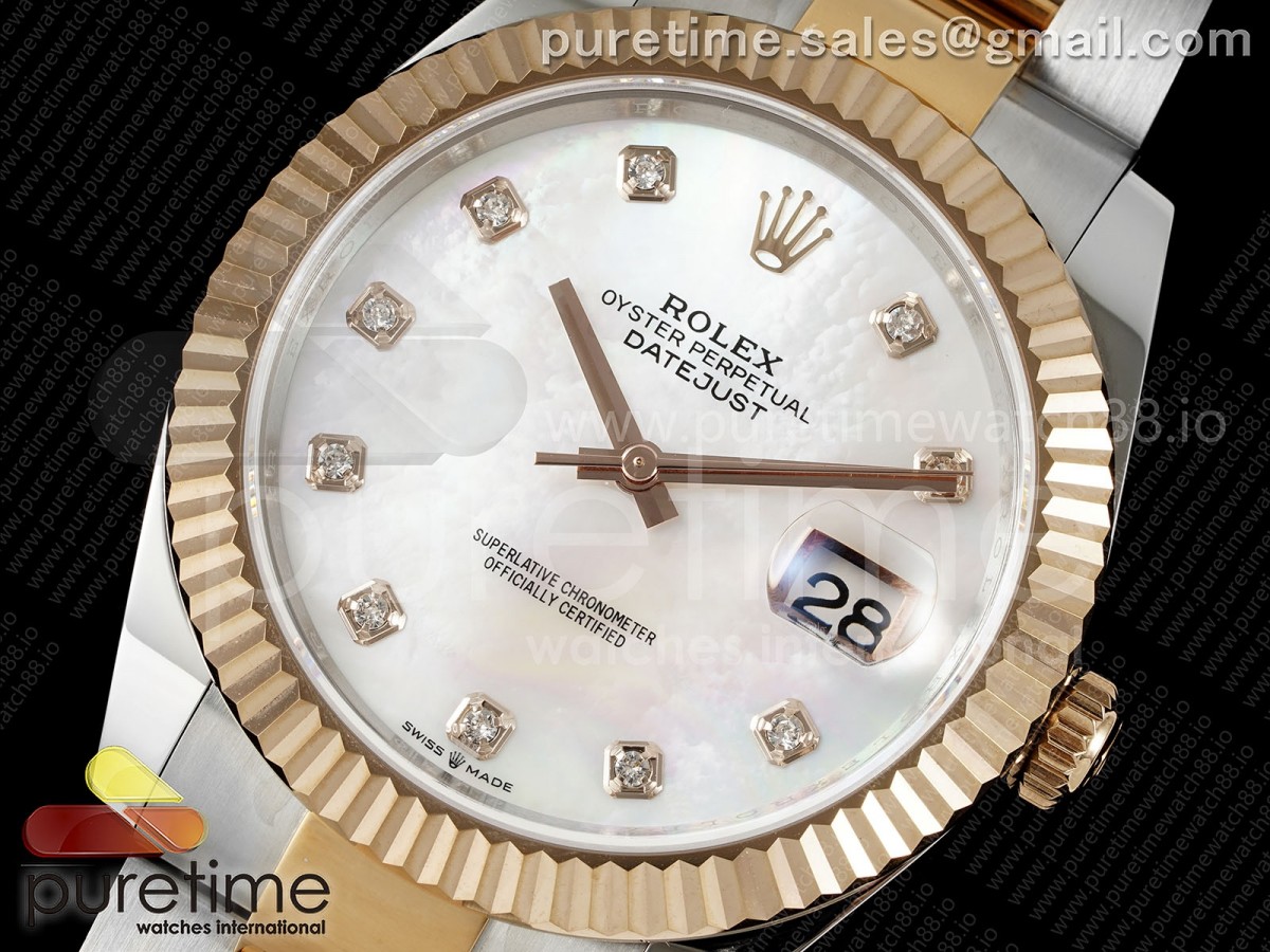 DateJust 41 126331 EWEF White MOP Dial on SS/RG Oyster Bracelet A3235