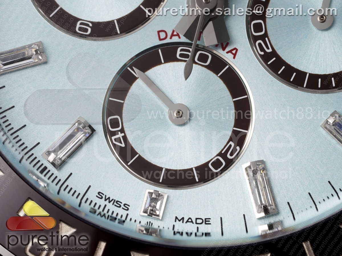 Daytona 126506 Clean 904L Steel Ice Blue Dial Crystral Markers on SS Braclet SH4131