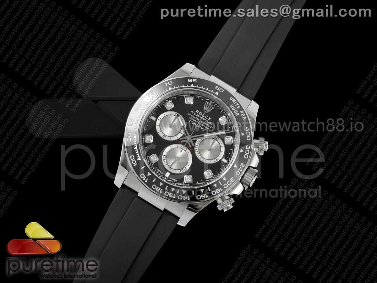Daytona 126519 Clean Black/Silver Diamonds Dial on Oysterflex Strap SH4131