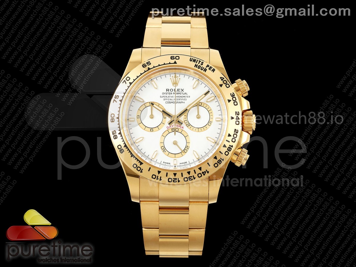 Daytona 126508 Clean White Dial on YG Bracelet SH4131
