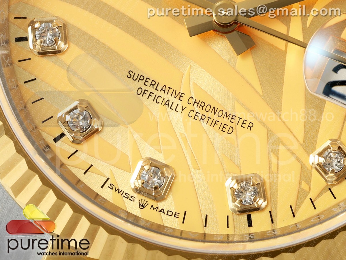 DateJust 36 126233 EWEF YG Leaves Diamonds Dial on Oyster Bracelet A3235