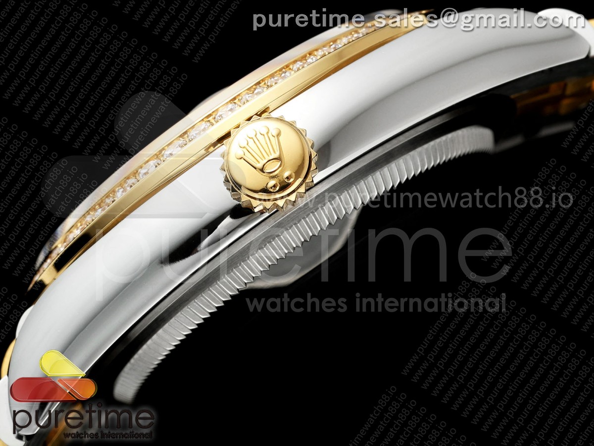 DateJust 36 126233 EWEF YG Textured Diamonds Dial Diamonds Bezel on SS/YG Jubilee Bracelet A3235