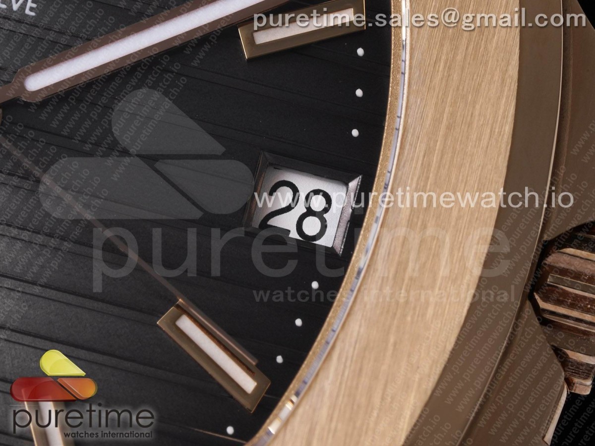 Nautilus 5711/1R RG 3KF Brown Textured Dial on Brown Leather Strap A324 V2