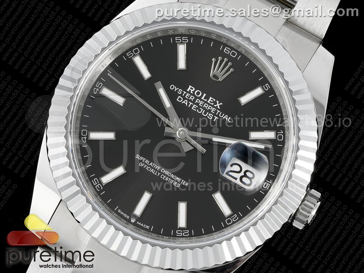 DateJust 41 126334 JQF 904L Steel Black Stick Dial on Oyster Bracelet VR3235