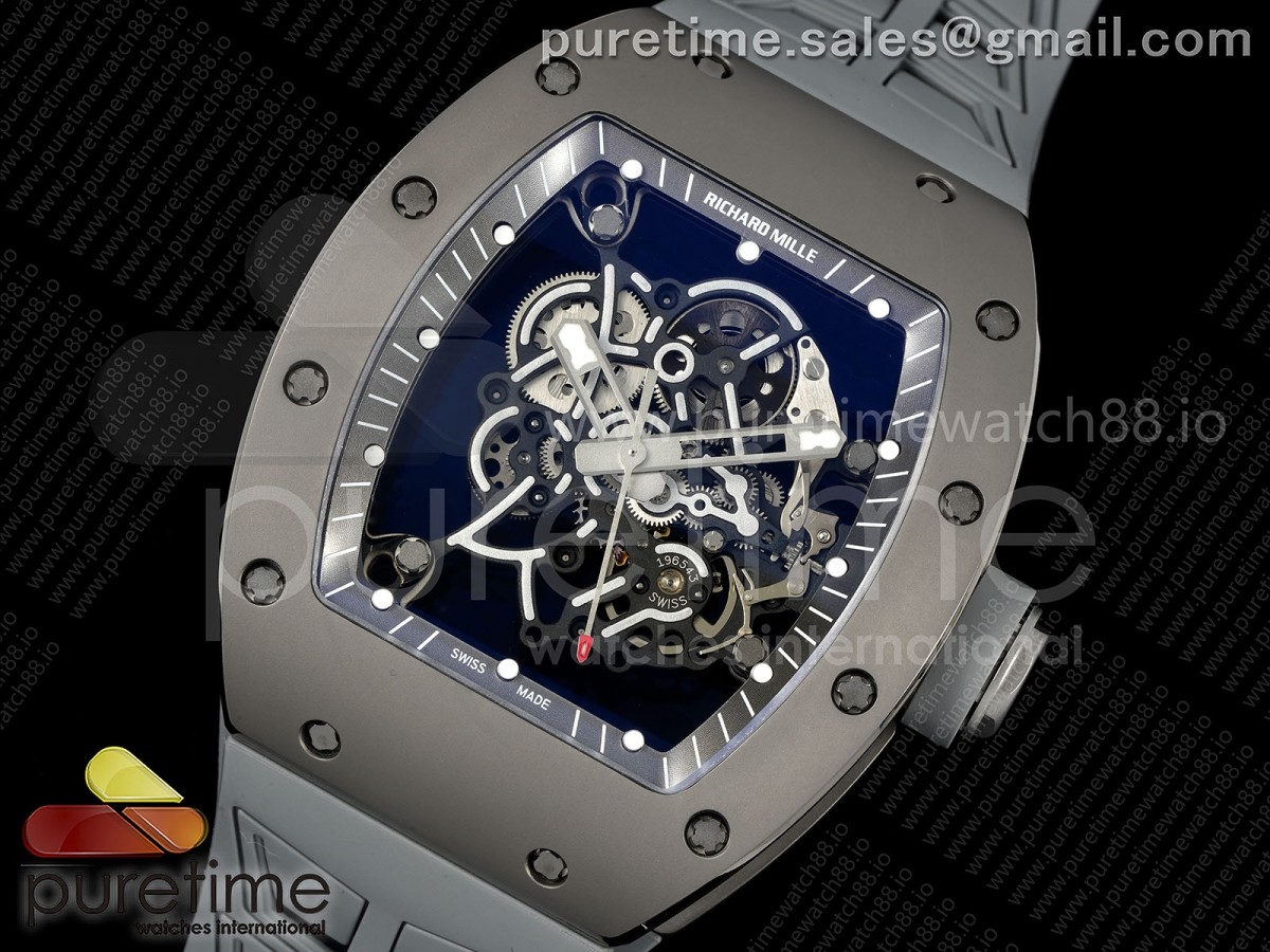 RM055 Gray Ceramic ZF on Gray Shark Rubber Strap RMUL2