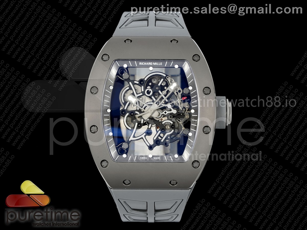 RM055 Gray Ceramic ZF on Gray Shark Rubber Strap RMUL2