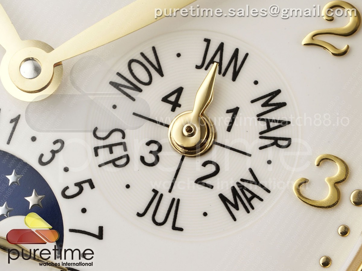 Perpetual Calendar 5140 YG 3KF White Numeral Dial on Black Leather Strap A240