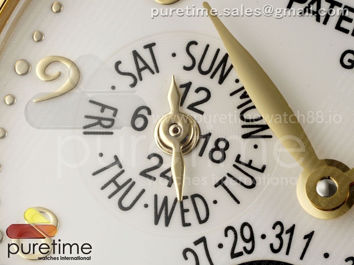 Perpetual Calendar 5140 YG 3KF White Numeral Dial on Black Leather Strap A240
