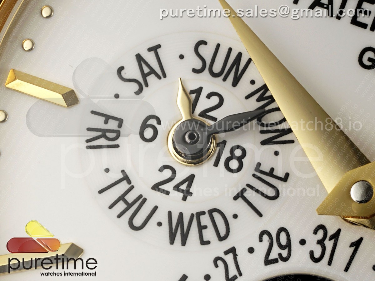 Perpetual Calendar 5140 YG 3KF White Dial on Black Leather Strap A240
