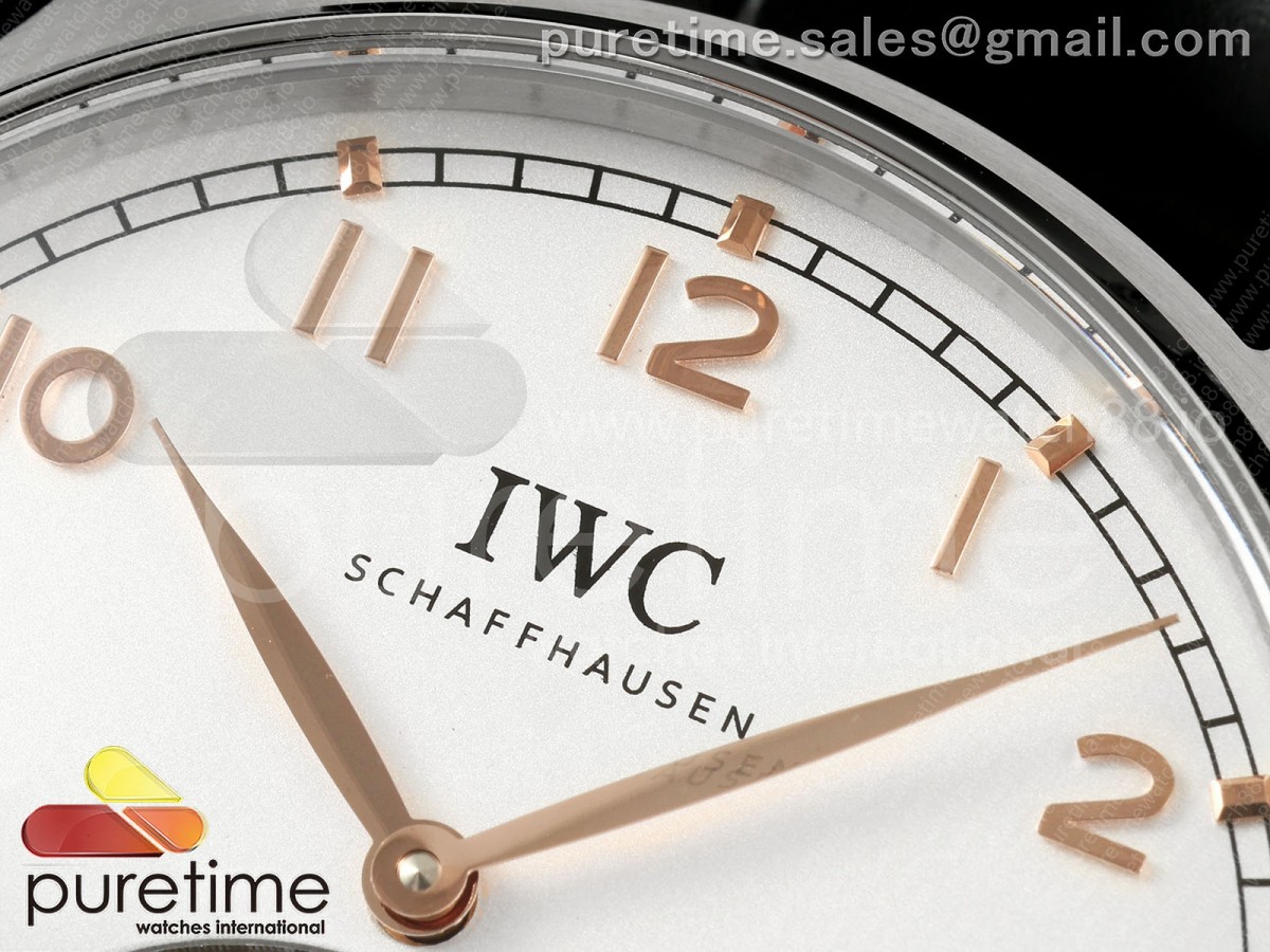Portugieser Tourbillon SS RMS White/RG Dial on Black Leather Strap