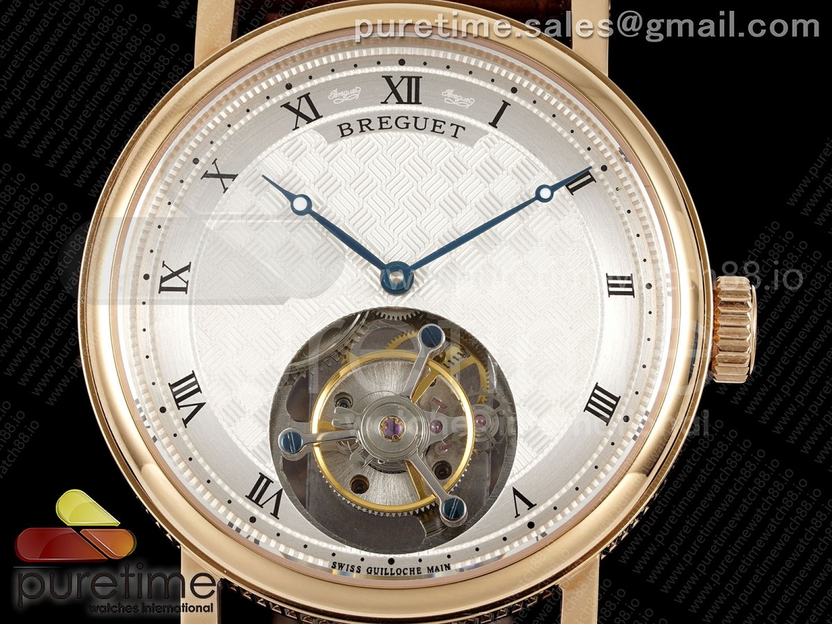 Classique Tourbillon RG RMS White Roman Dial on Brown Leather Strap Style 1