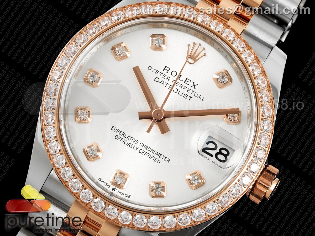 DateJust 31 Ladies Fluted Bezel SS/RG THB White MOP Dial on Jubilee Bracelet A2236