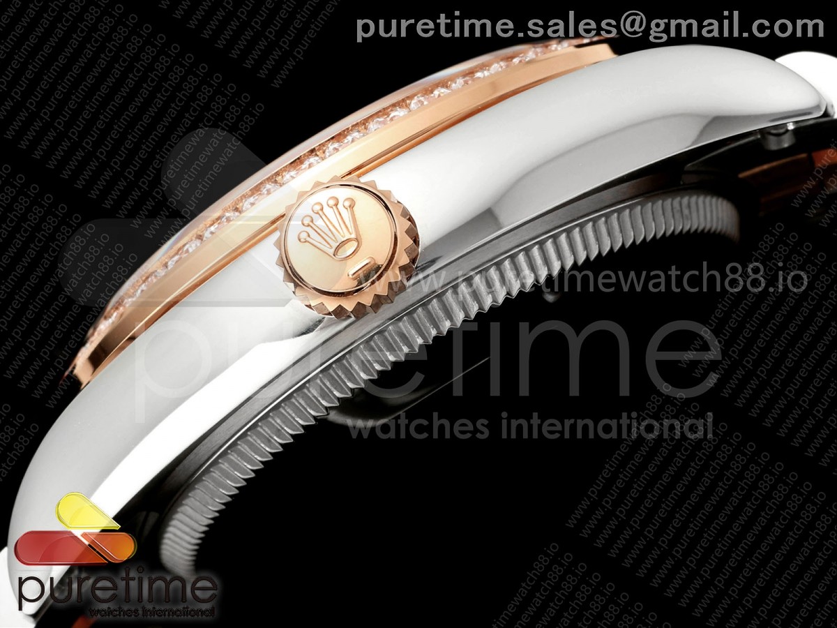 DateJust 31 Ladies Diamonds Bezel SS/RG THB Purple Roman Dial on Jubilee Bracelet A2236