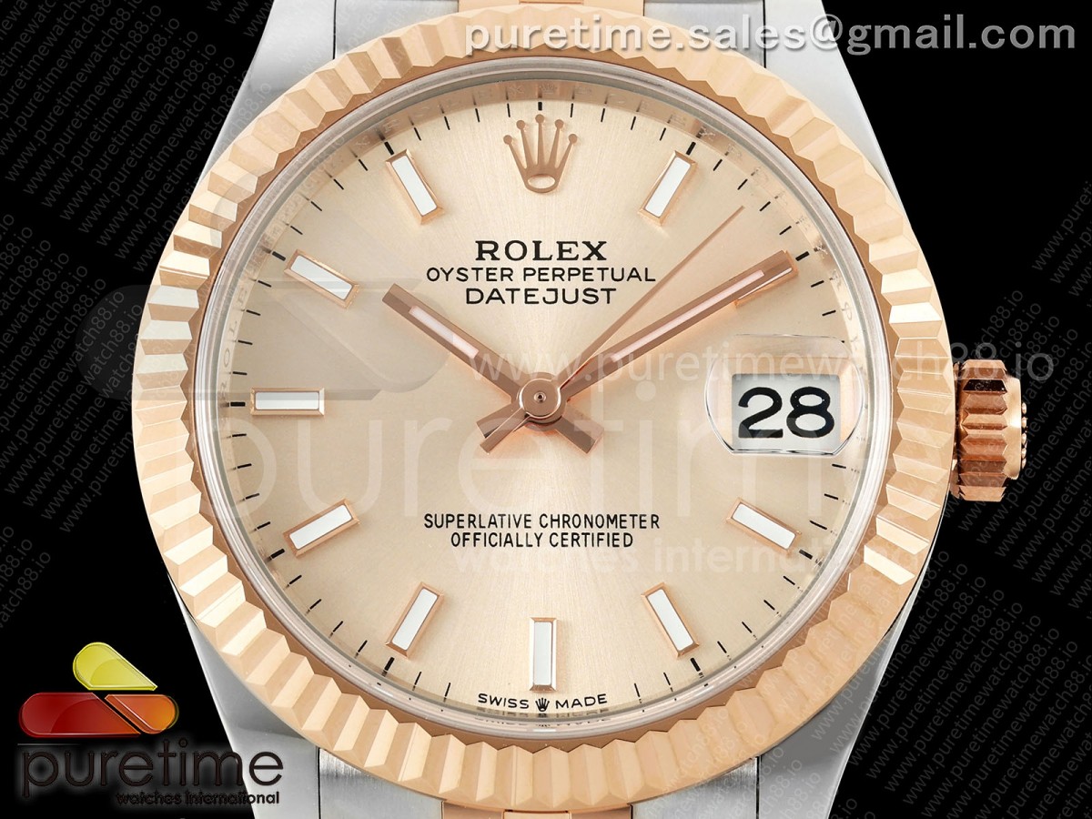 DateJust 31 Ladies Fluted Bezel SS/RG THB RG Stick Dial on Jubilee Bracelet A2236