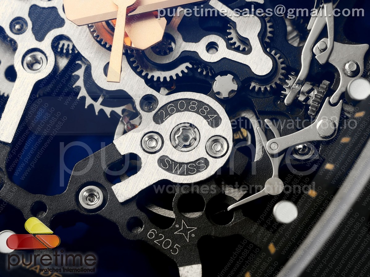 RM035 Americas Black Ceramic / RG ZF Skeleton Dial on Black Rubber Strap RMUL1