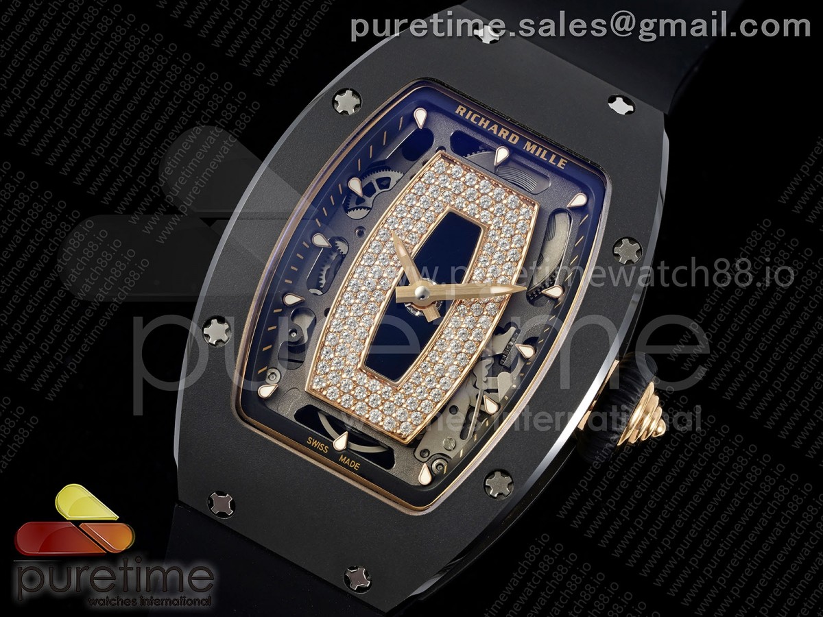 RM07 Ladies Black Ceramic ZF Black Dial on Black Rubber Strap CRMA2 Clone