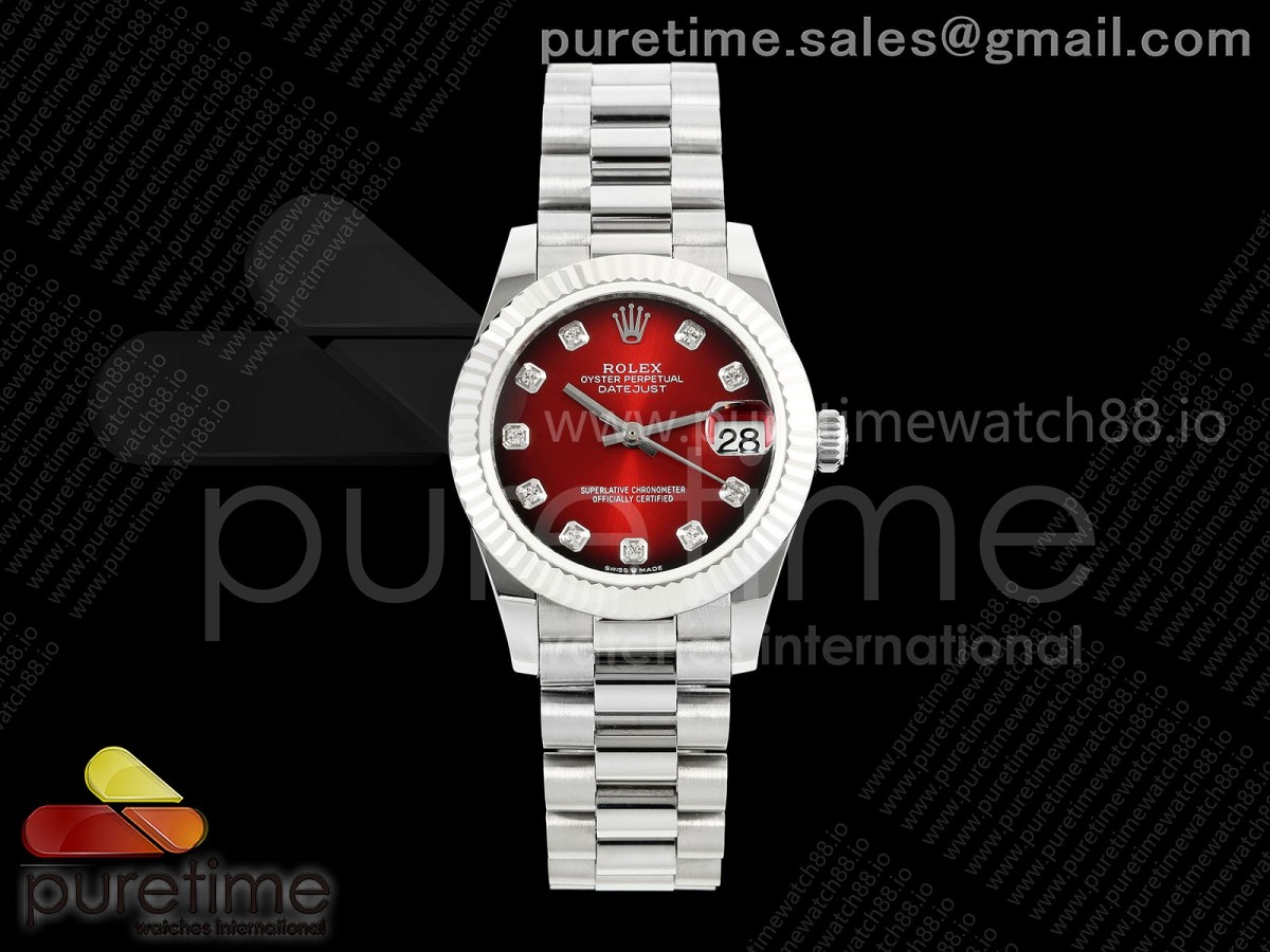 DateJust 31 SS GMF Red Dial on President Bracelet A2824