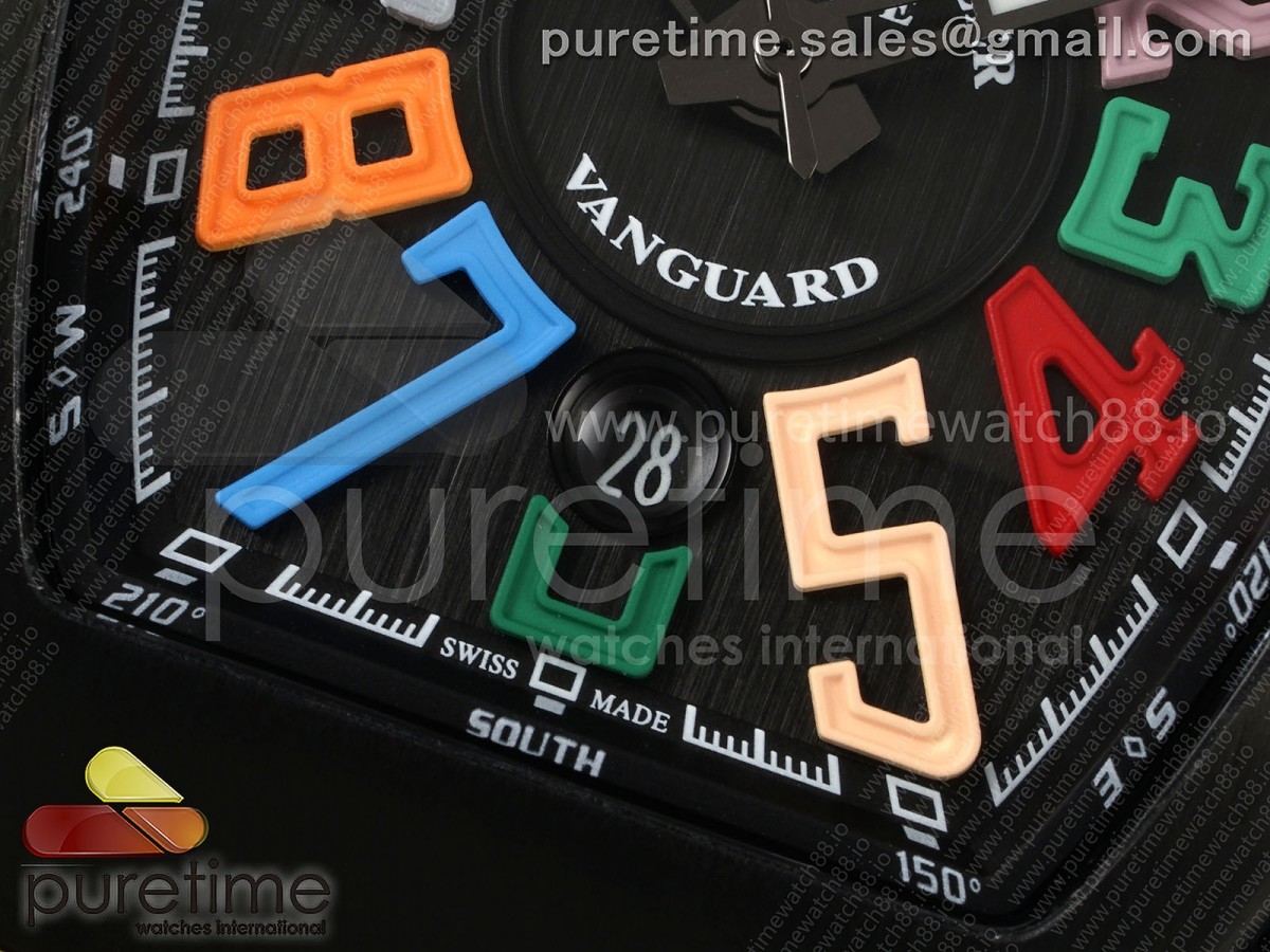 Vanguard V45 PVD ABF Black Dial Colors Markers on Yellow Gummy Strap A2824