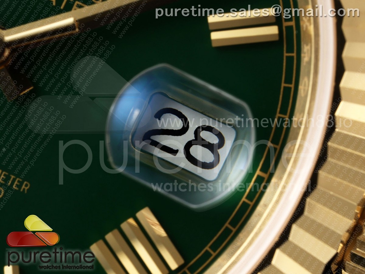 Day Date 40 YG RCF Green Roman Dial on President Bracelet VR3255