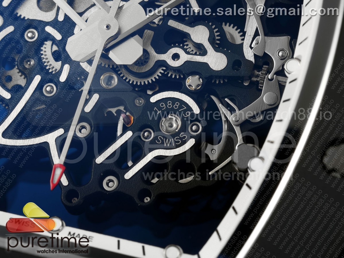 RM055 Black Ceramic UMI on White Inner Bezel on Shark Rubber Strap RMUL2 Free Sprung