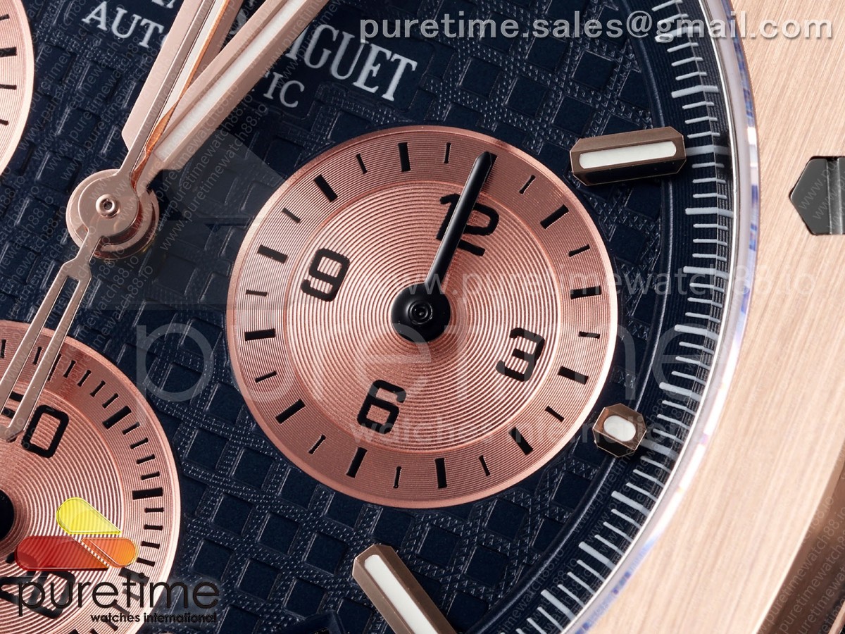 Royal Oak Chrono 26240 RG DDF Blue/RG Dial on Blue Leather Strap DD4401 (SW Dial)