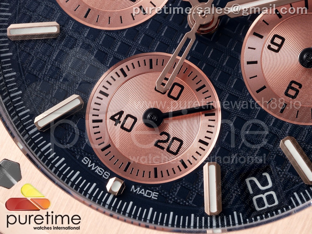 Royal Oak Chrono 26240 RG DDF Blue/RG Dial on Blue Leather Strap DD4401 (SW Dial)