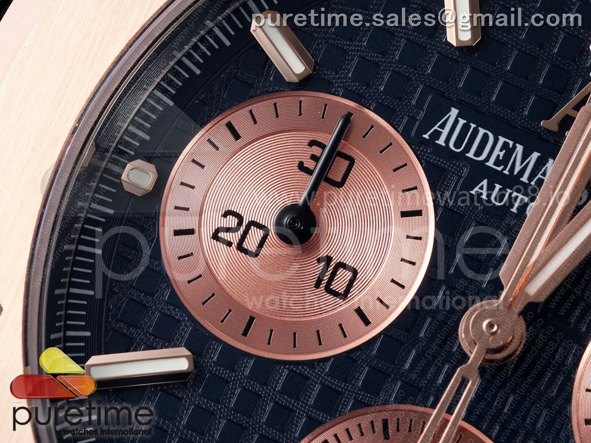 Royal Oak Chrono 26240 RG DDF Blue/RG Dial on Blue Leather Strap DD4401 (SW Dial)