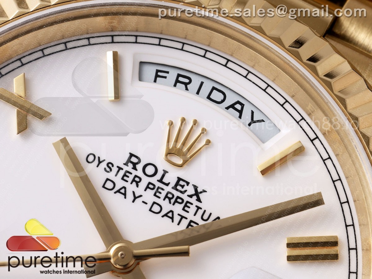 Day Date 40 YG TMF White Roman Dial on President Bracelet VR3255